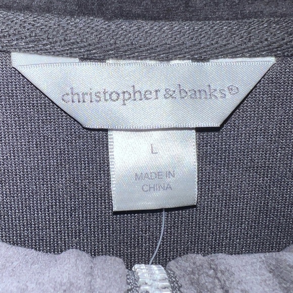 Christopher & Banks Women's Dark Gray Velour Rhinestone Jacket Size L - Picture 5 of 7